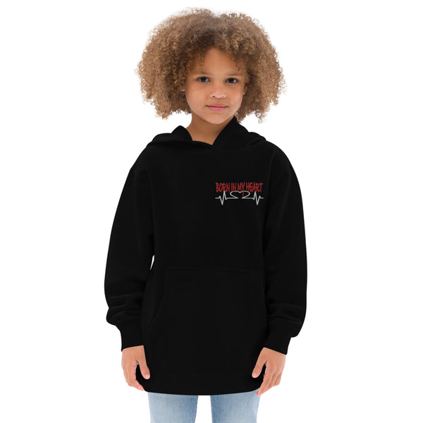 Born in My Heart Kids Embroidered Fleece Hoodie