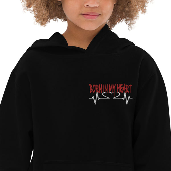 Born in My Heart Kids Embroidered Fleece Hoodie