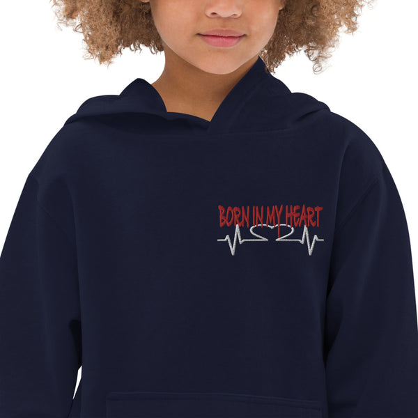 Born in My Heart Kids Embroidered Fleece Hoodie