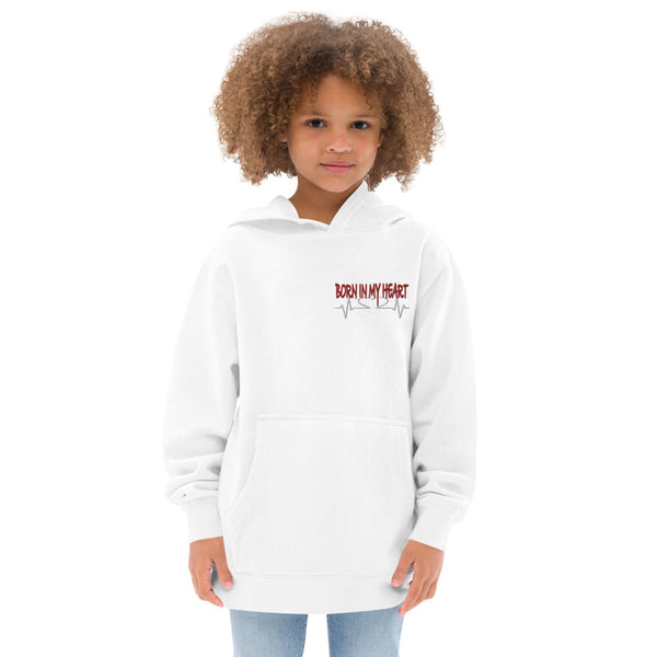 Born in My Heart Kids Embroidered Fleece Hoodie